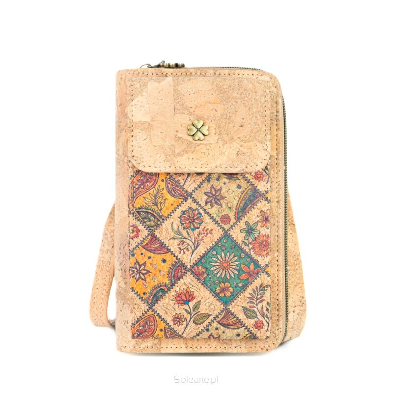Listonoszka crossbody z paskiem FLORES korkowa 8p
