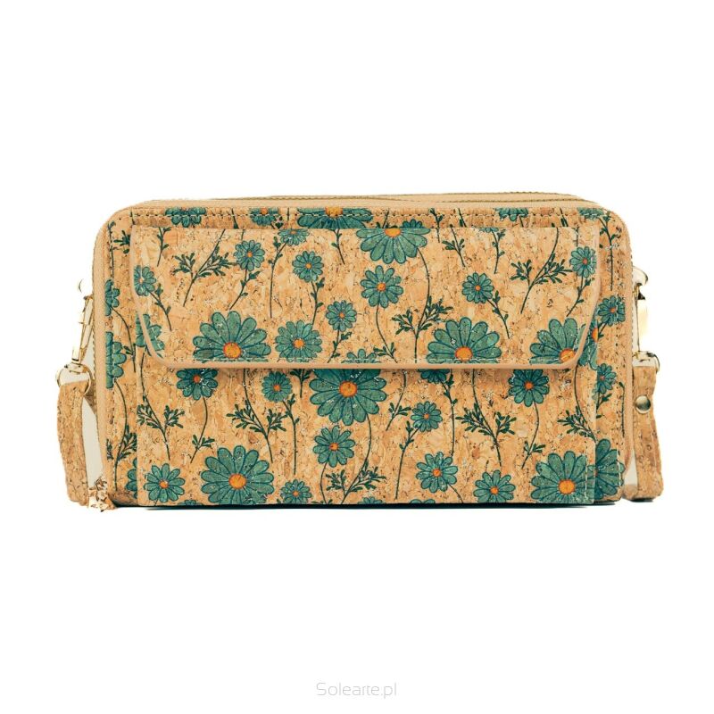 Kopertówka crossbody z paskiem FLORES korkowa 15p